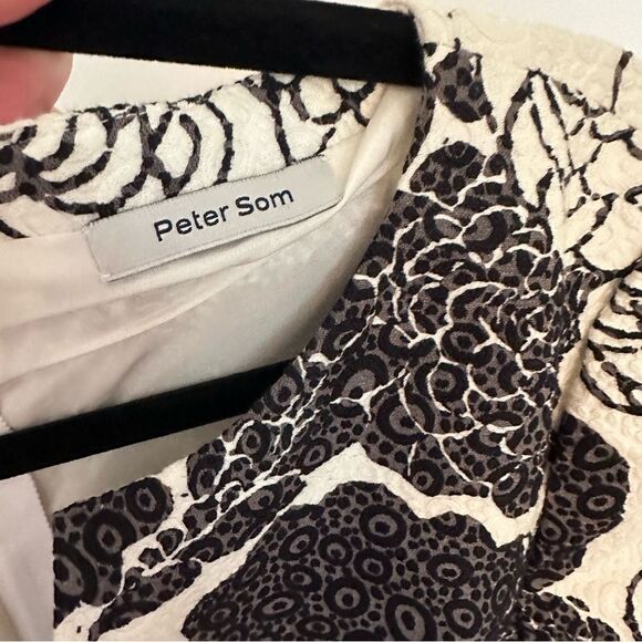 Peter Som Career Dress / Cocktail Dress in black and white print w/ beaded belt - Picture 9 of 15